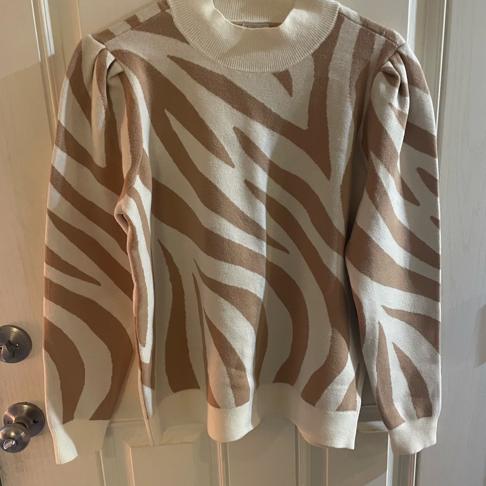 Zebra Patterned Sweater - Cream and Brown NWT